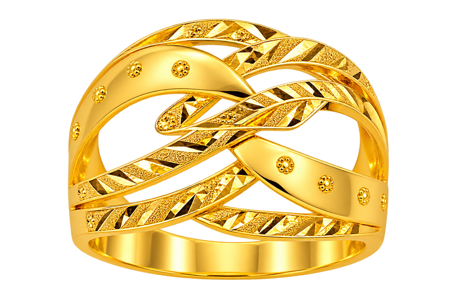 22KT Gold Designer Cross-Over Ring