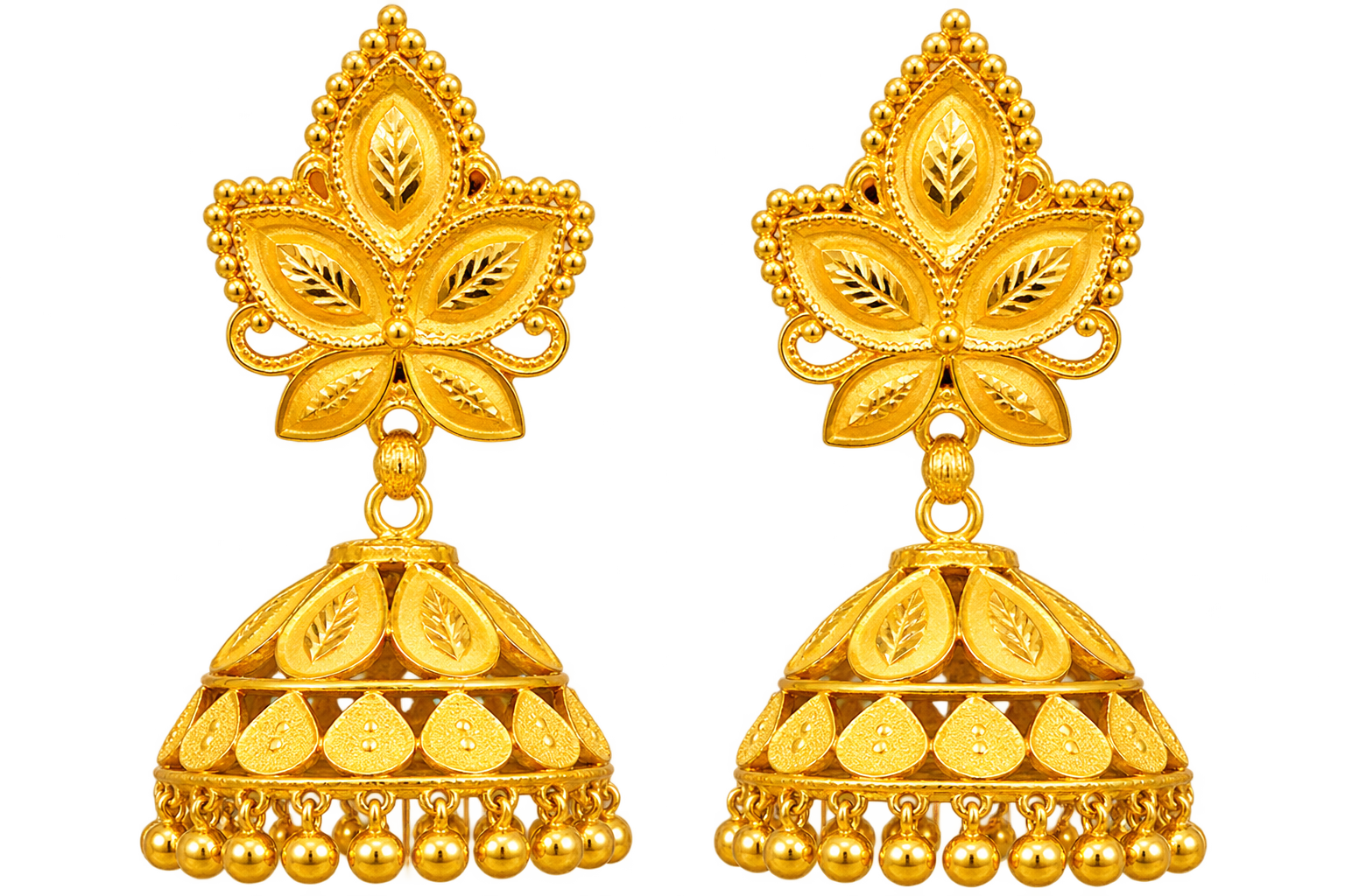 22CT Gold Jhumka Earrings