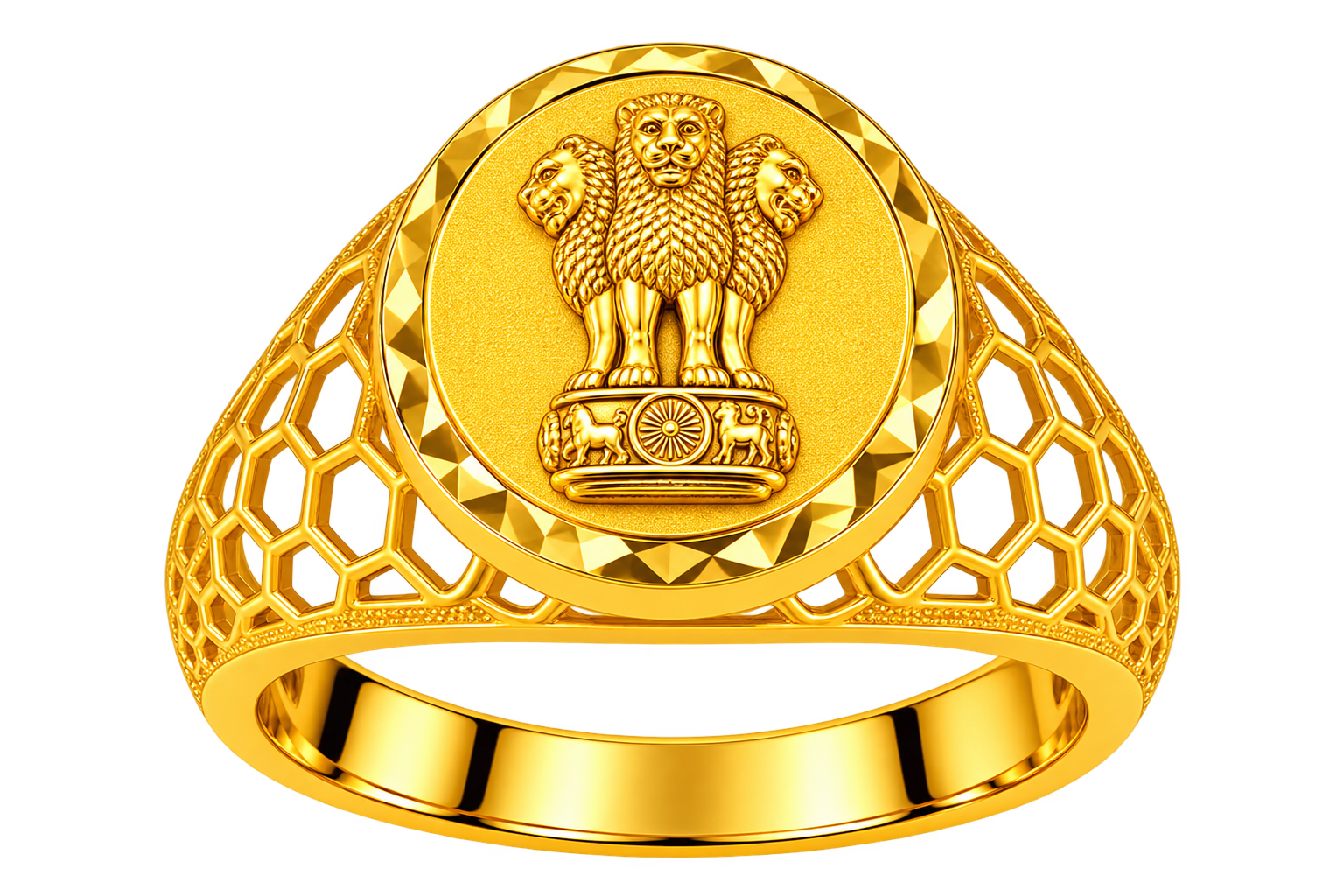 Ashoka Lion Capital Gold Ring