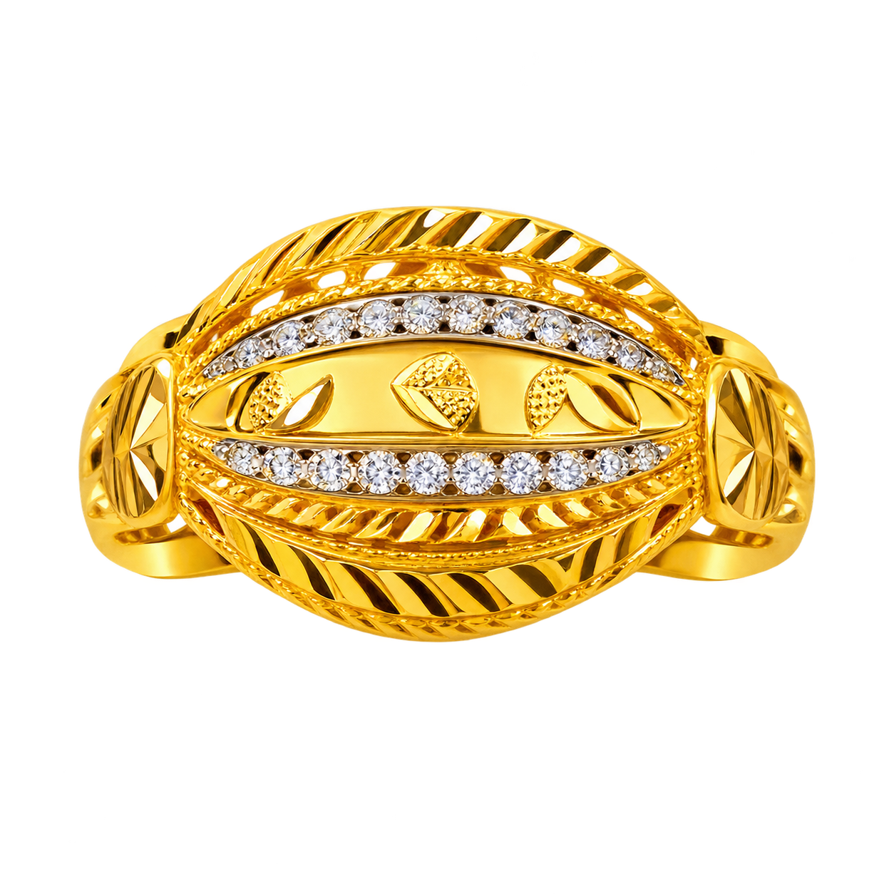 22K Gold Designer Ring with Stone Work
