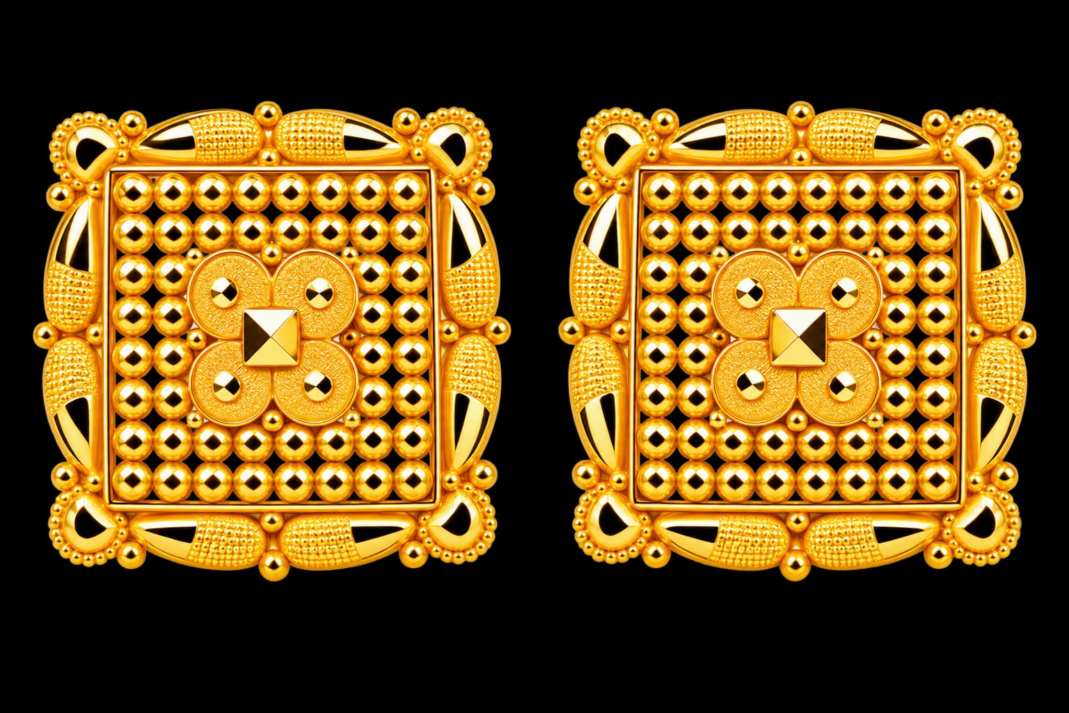 22ct Gold Square Floral Tops