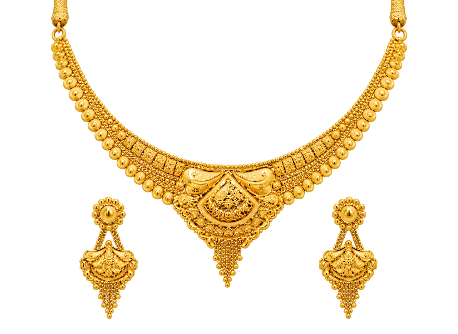 22ct Hallmark Gold Necklace Set with Matching Earrings