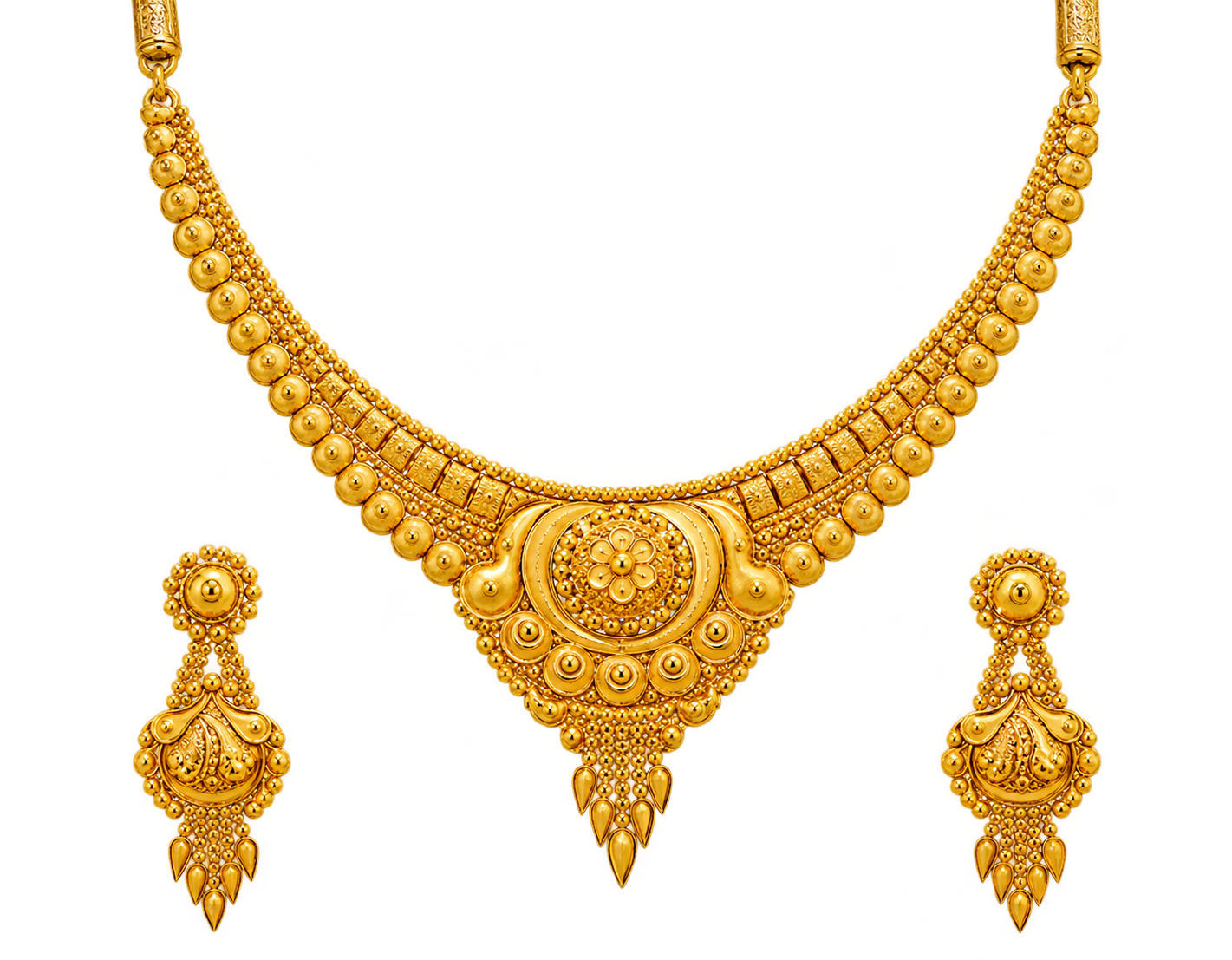 22ct Hallmark Gold Necklace Set – Traditional Design