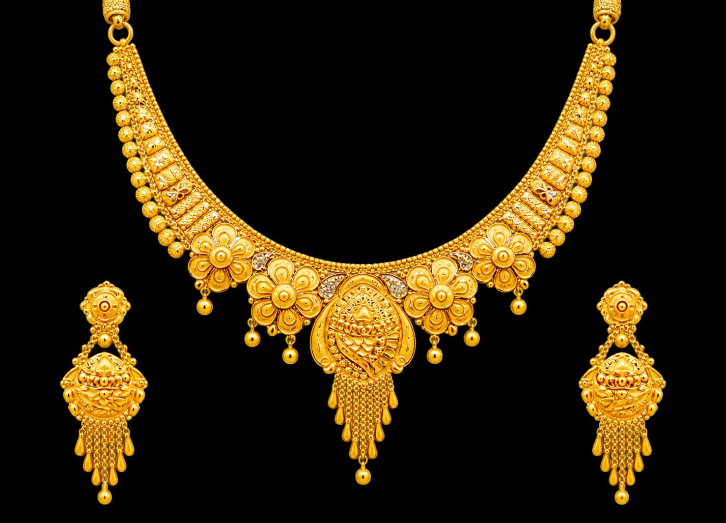 ✨ 22ct Gold Necklace Set with Matching Earrings