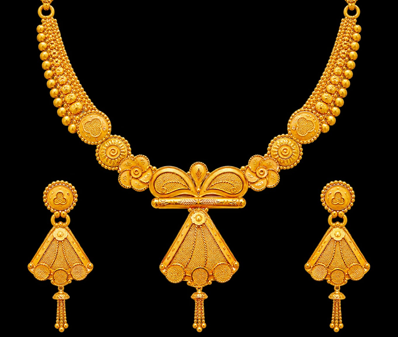 ✨ 22ct Gold Traditional Necklace Set with Earrings