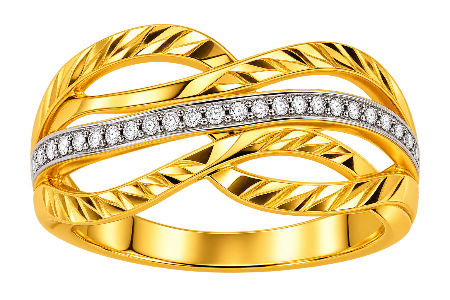 22CT (916) Elegant Gold Twisted Design Ring