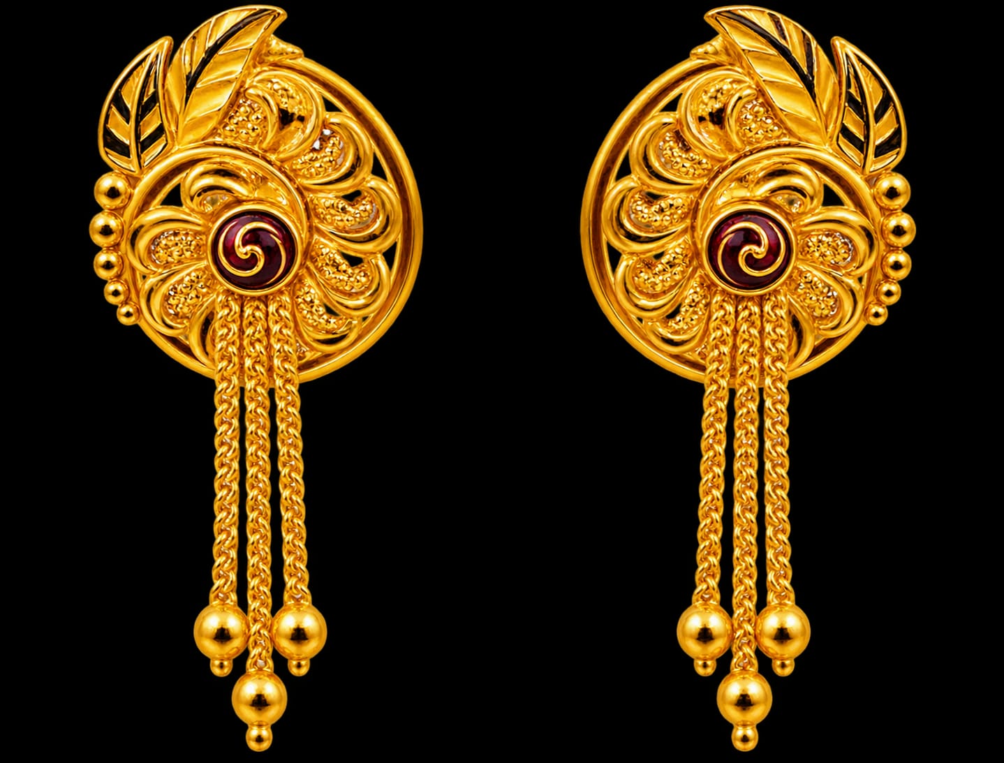 22ct (916) Hallmark Hanging Earrings Designer
