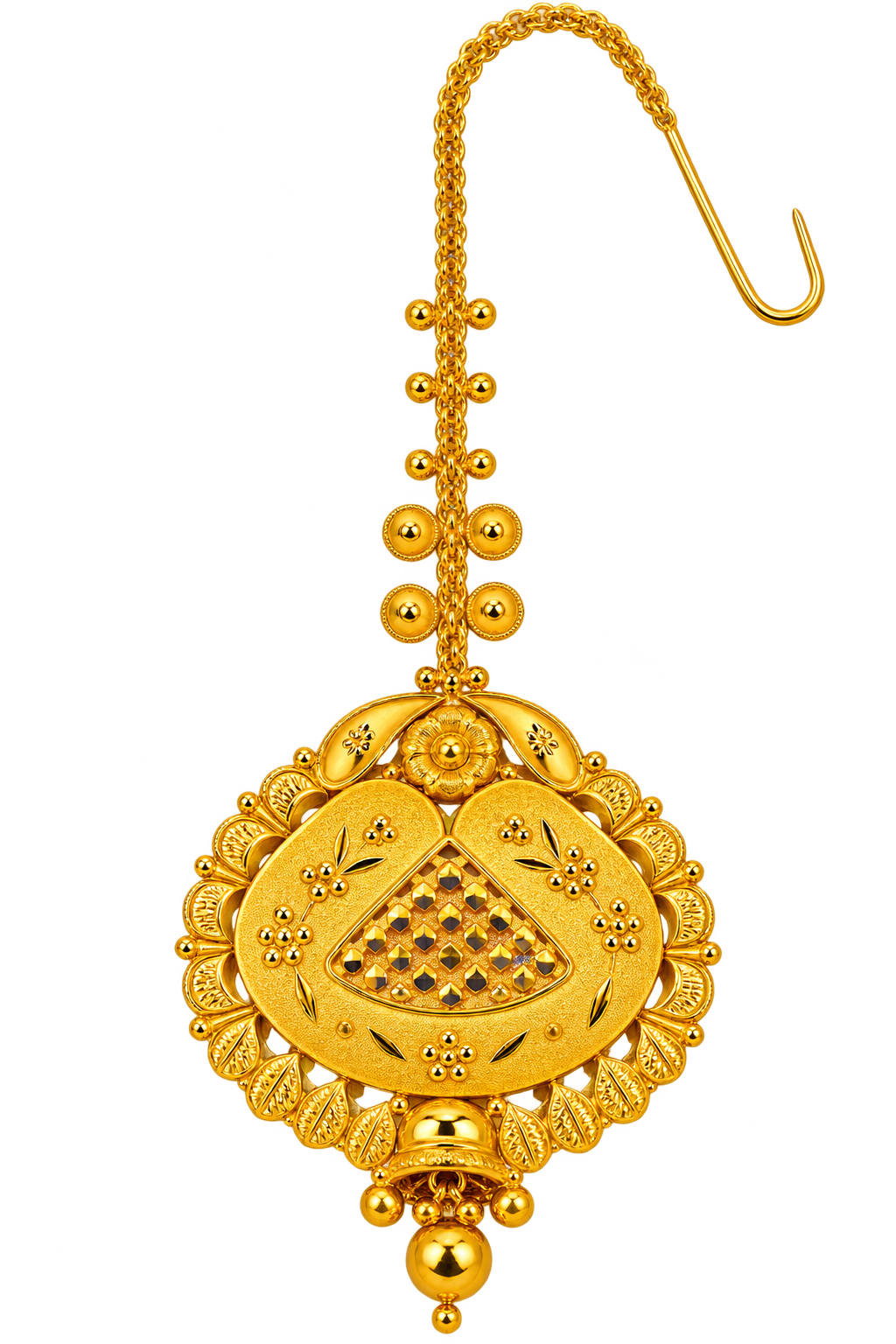 22K Gold (916) Traditional Designer Maang Tikka | Bridal Gold Tika