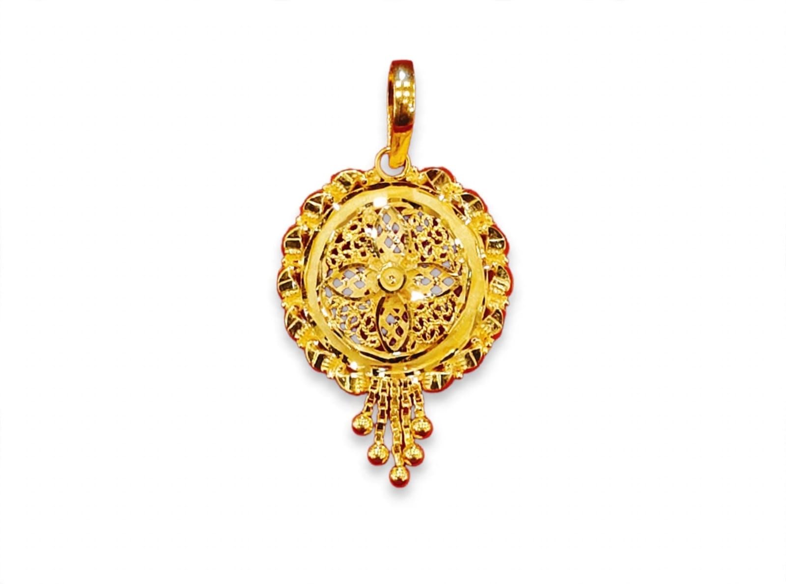 22ct Hallmark Gold Pendant Traditional Jali Design