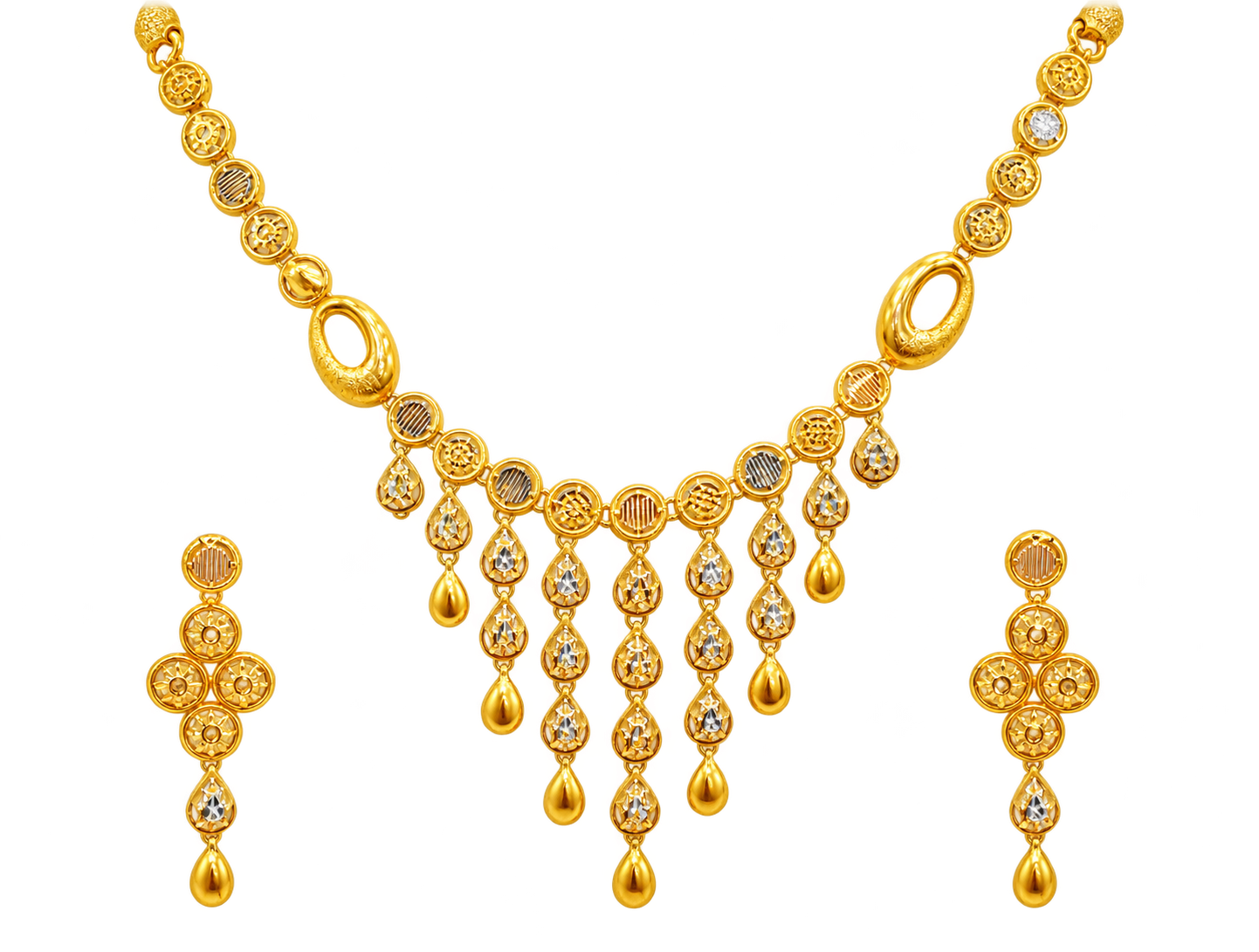 22ct Hallmark Gold Necklace Set with Matching Earrings