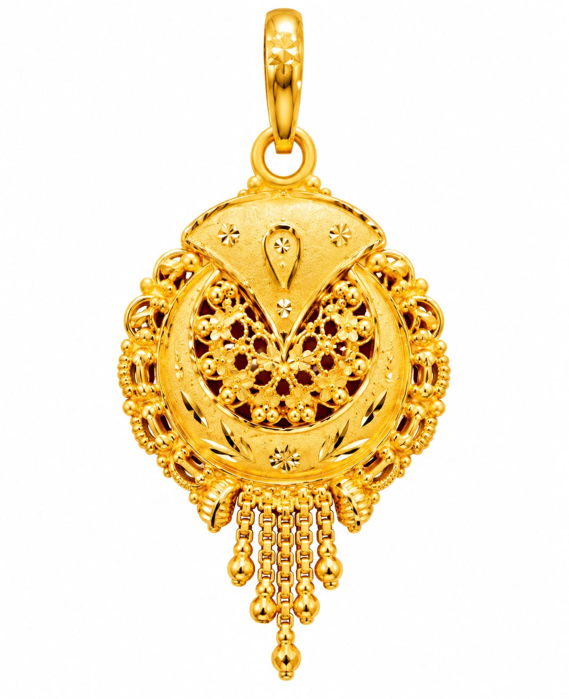 : Traditional 22K Gold Designer Pendant with Intricate Floral Work