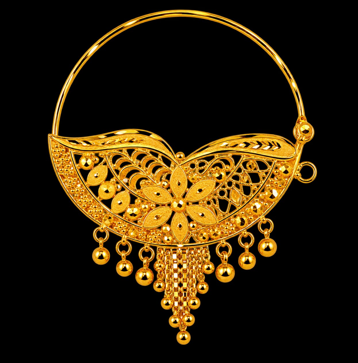 22K Gold Designer Nath – Intricate Traditional Design