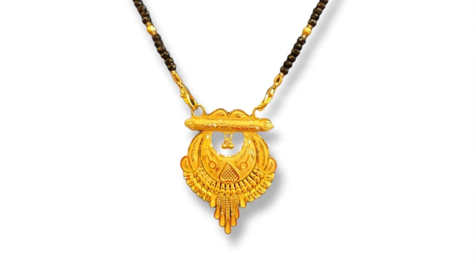 22ct Hallmark Gold MS Pendant  - Pipe Moon Design Mangalsutra with Jhalar