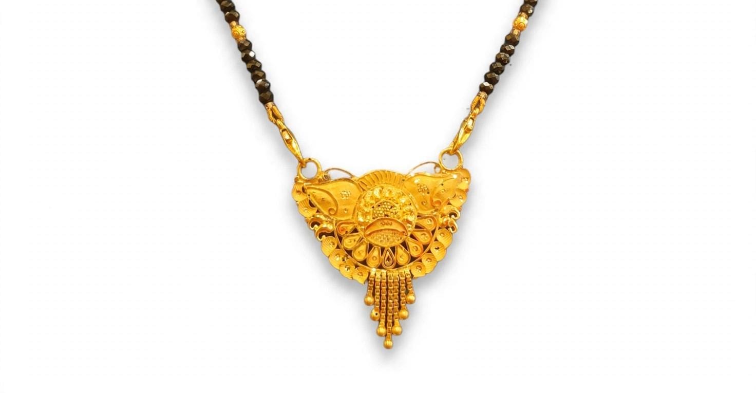 22ct Hallmark Gold MS Pendant 3.30gm - Double Peacock Fancy Mangalsutra with Jhalar
