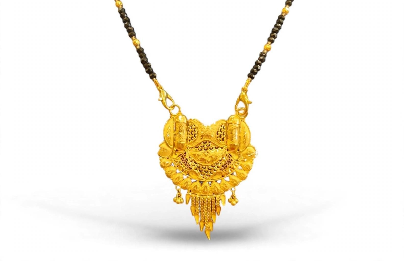 22ct Hallmark Gold MS Pendant 5.41gm - Kundan Jali Bridal Mangalsutra with Chatai Jhalar