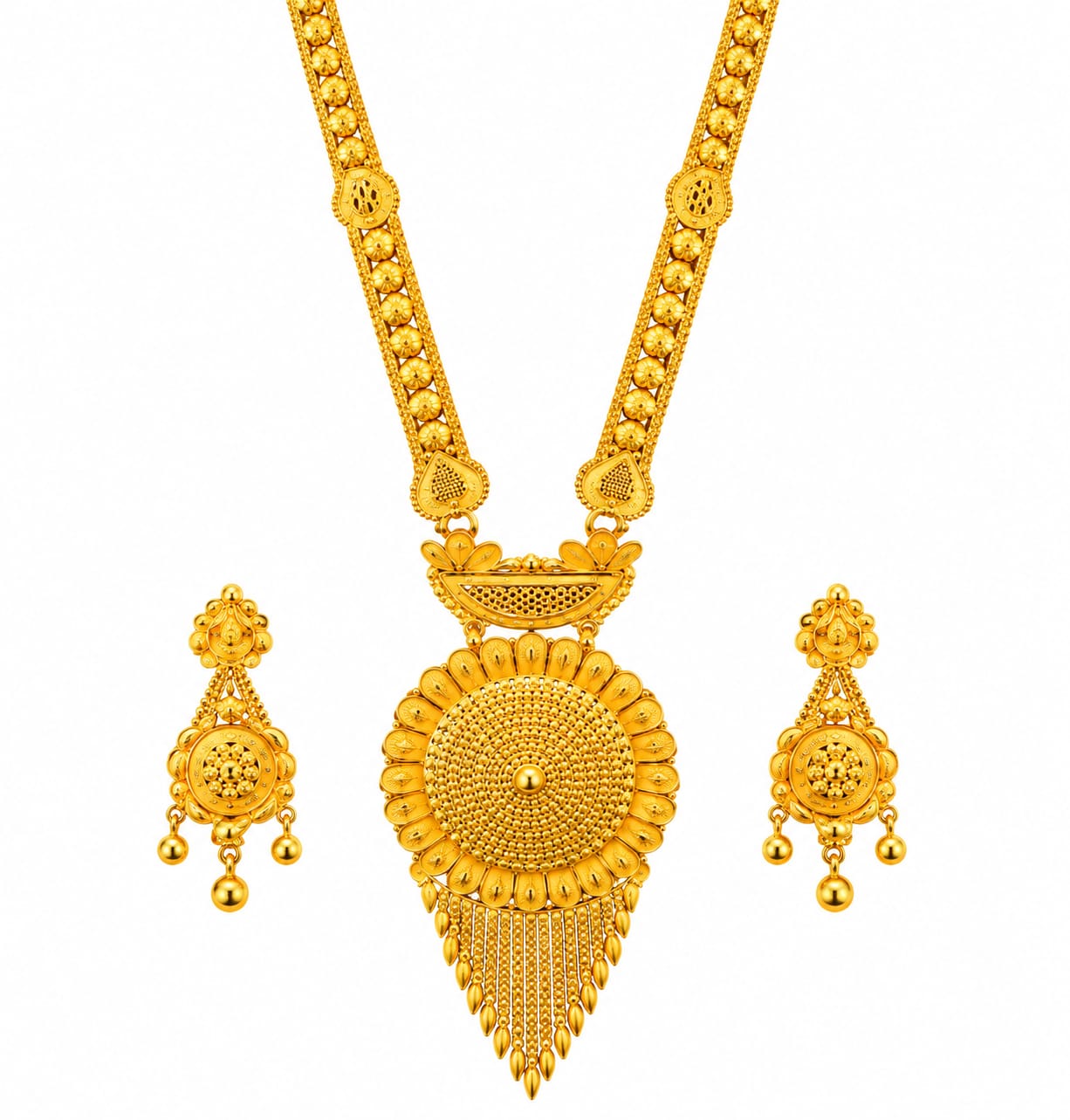 Royal Gold Rani Haar Necklace Set with Matching Earrings