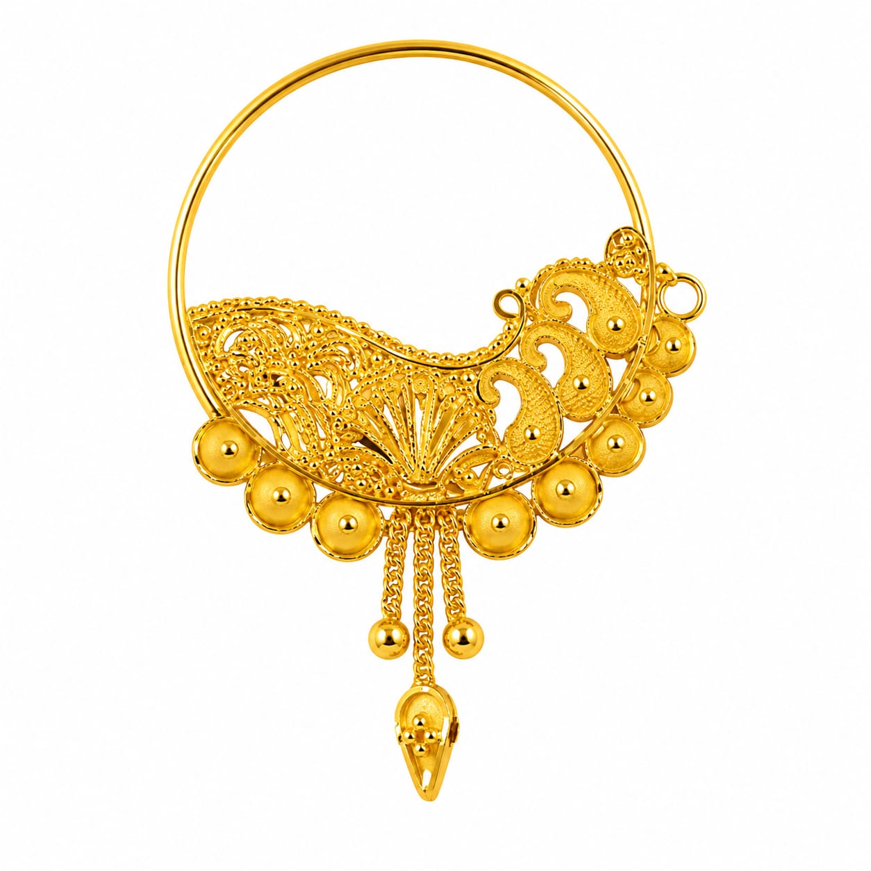 ✨ 22K Gold Designer Nath – Floral & Traditional Design