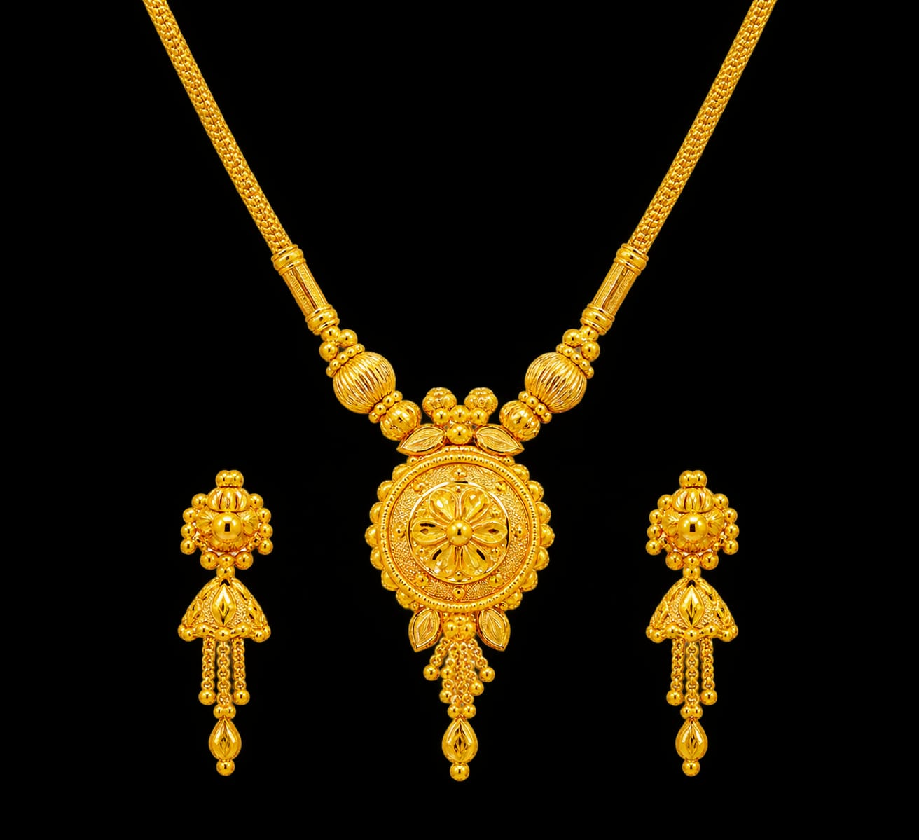 22ct Hallmark Gold Kanthi Set with Earrings
