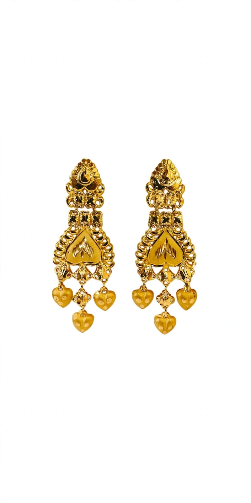 22kt Hallmark Gold Earrings  - Heart Shape Latkan Design