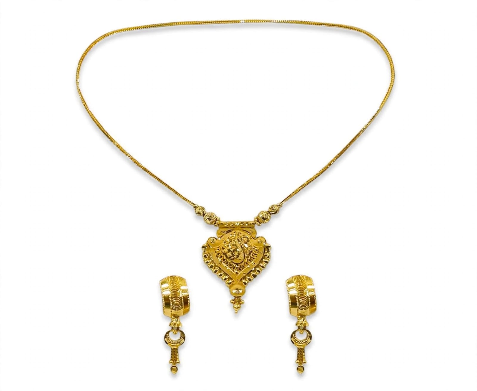 22ct Hallmark Gold Kanthi Set  - Designer Paan Pendant Set