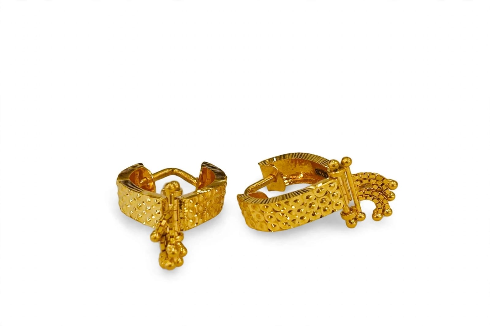 22ct Hallmark Gold/V.Bali Earrings  - Dotted Jhumki Latkan Design