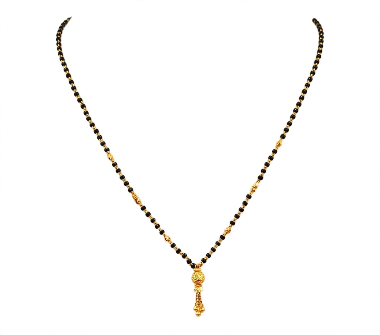 22kt Hallmarked Gold Mangalsutra  | Matki Pendant with Black Beads