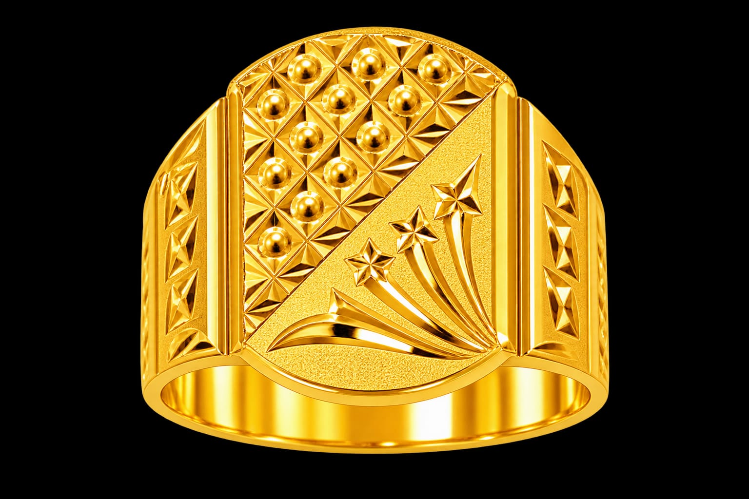 22ct Gold Designer G Ring | Floral & Geometric Gold Ring