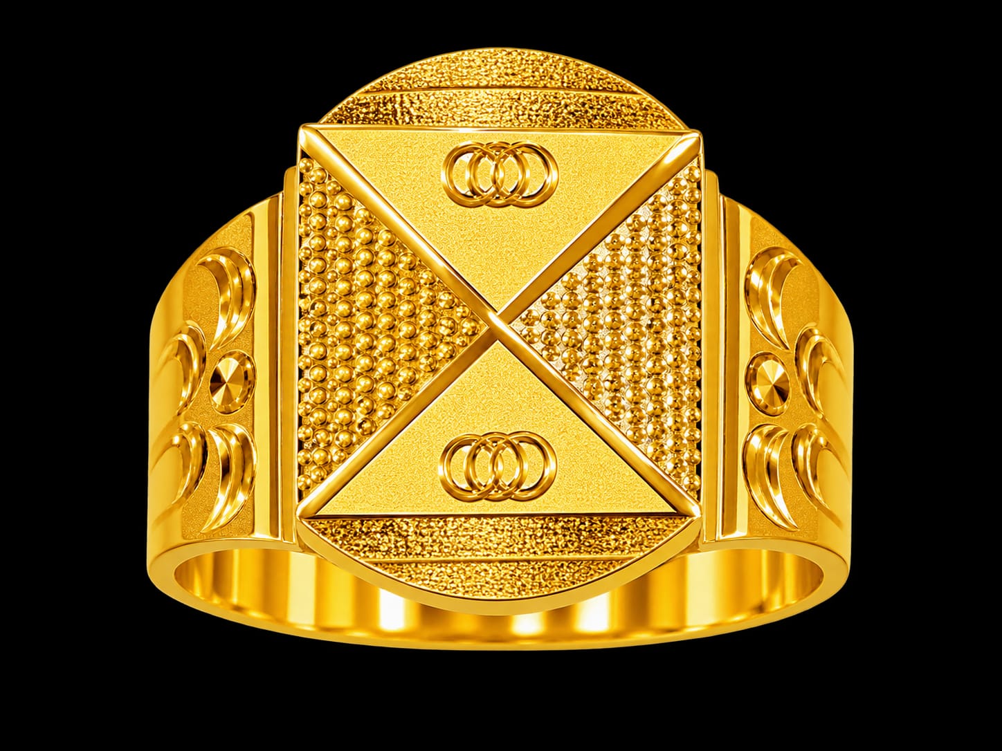 22ct Gold Designer G Ring | Geometric Pattern Gold Ring