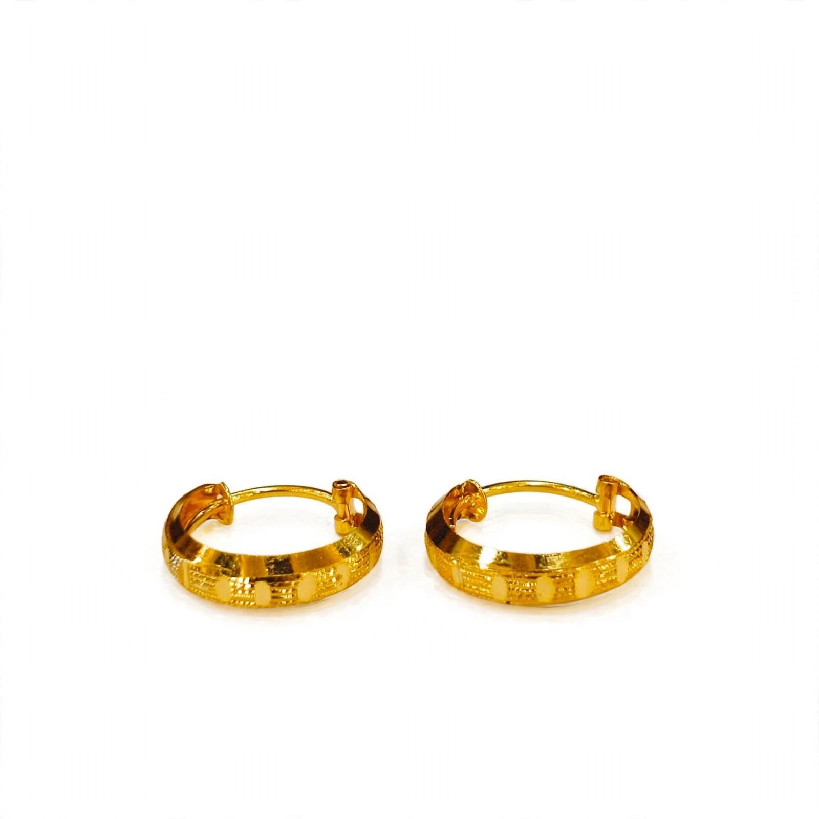 22ct Gold Bali Earrings 1.30gm - Daily Wear Hoop Bali with Dotted Design