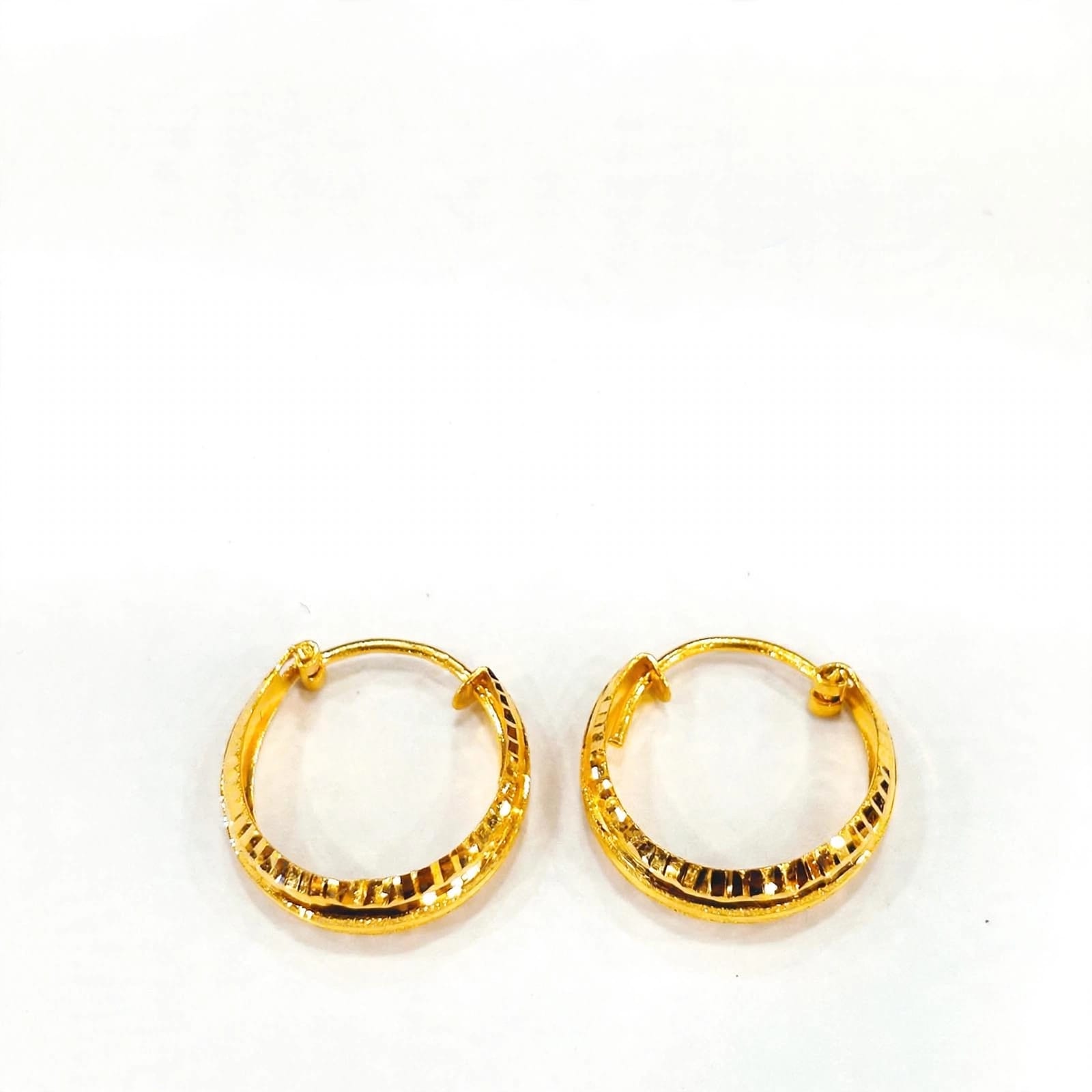 22ct Gold Bali Earrings - Daily Wear Glossy Hoop Bali