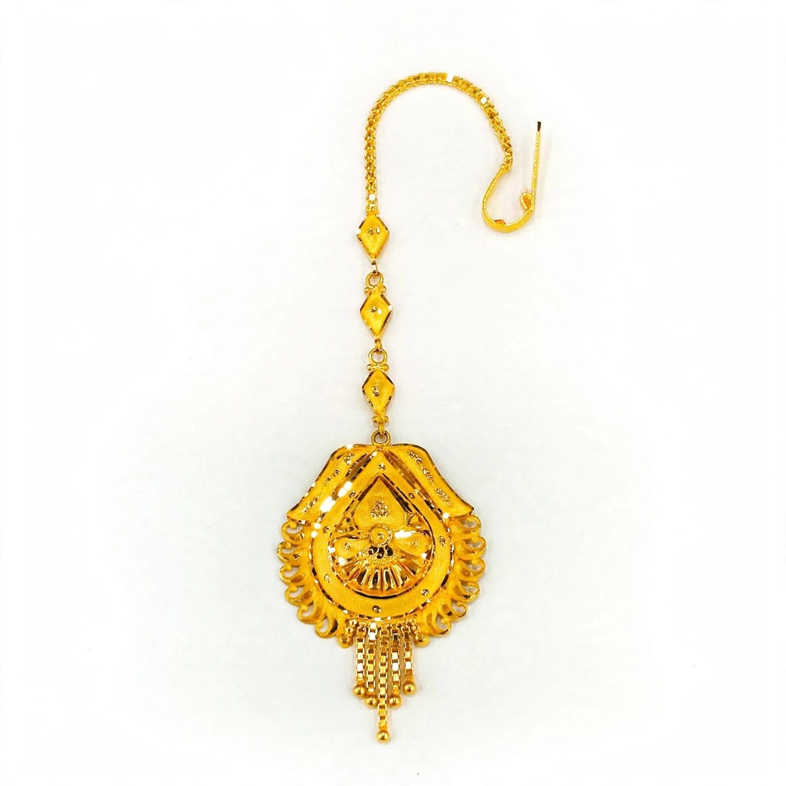 22ct Gold Mang Tika  - Lightweight Designer Teardrop Pendant