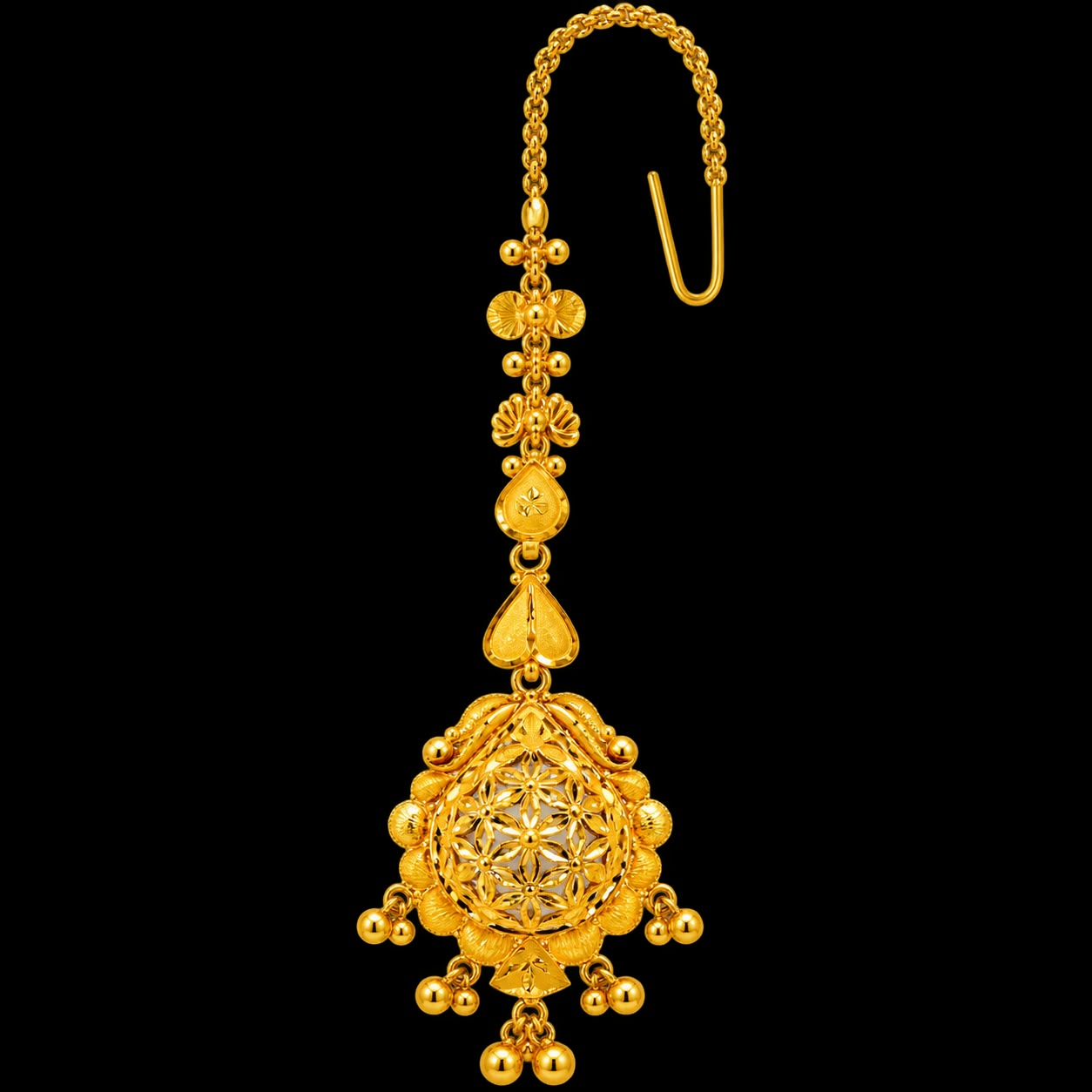 Elegant Filigree 22ct Hallmark Gold Maang Tika