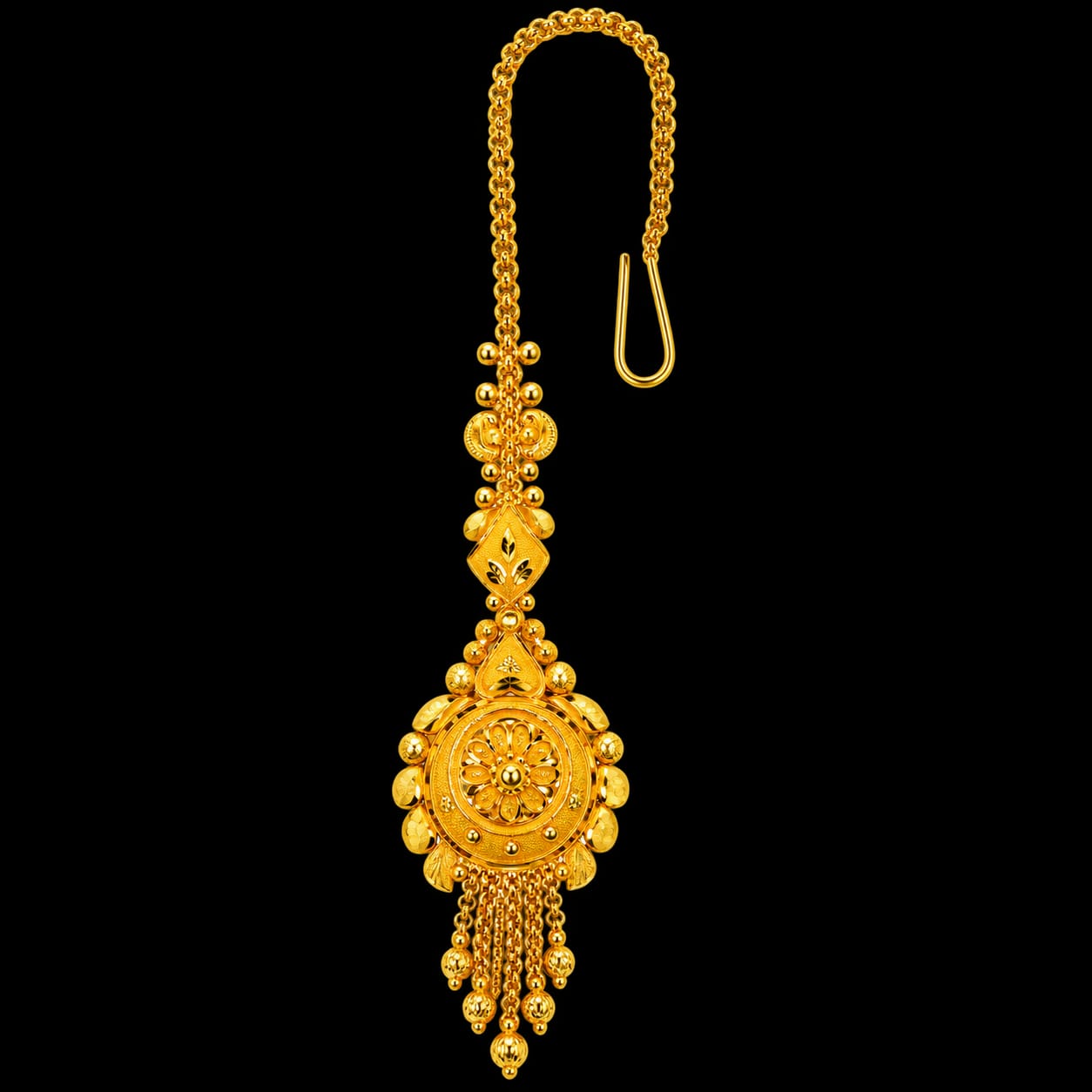 • Exquisite 22ct Hallmark Gold Maang Tika with Fringe Detail