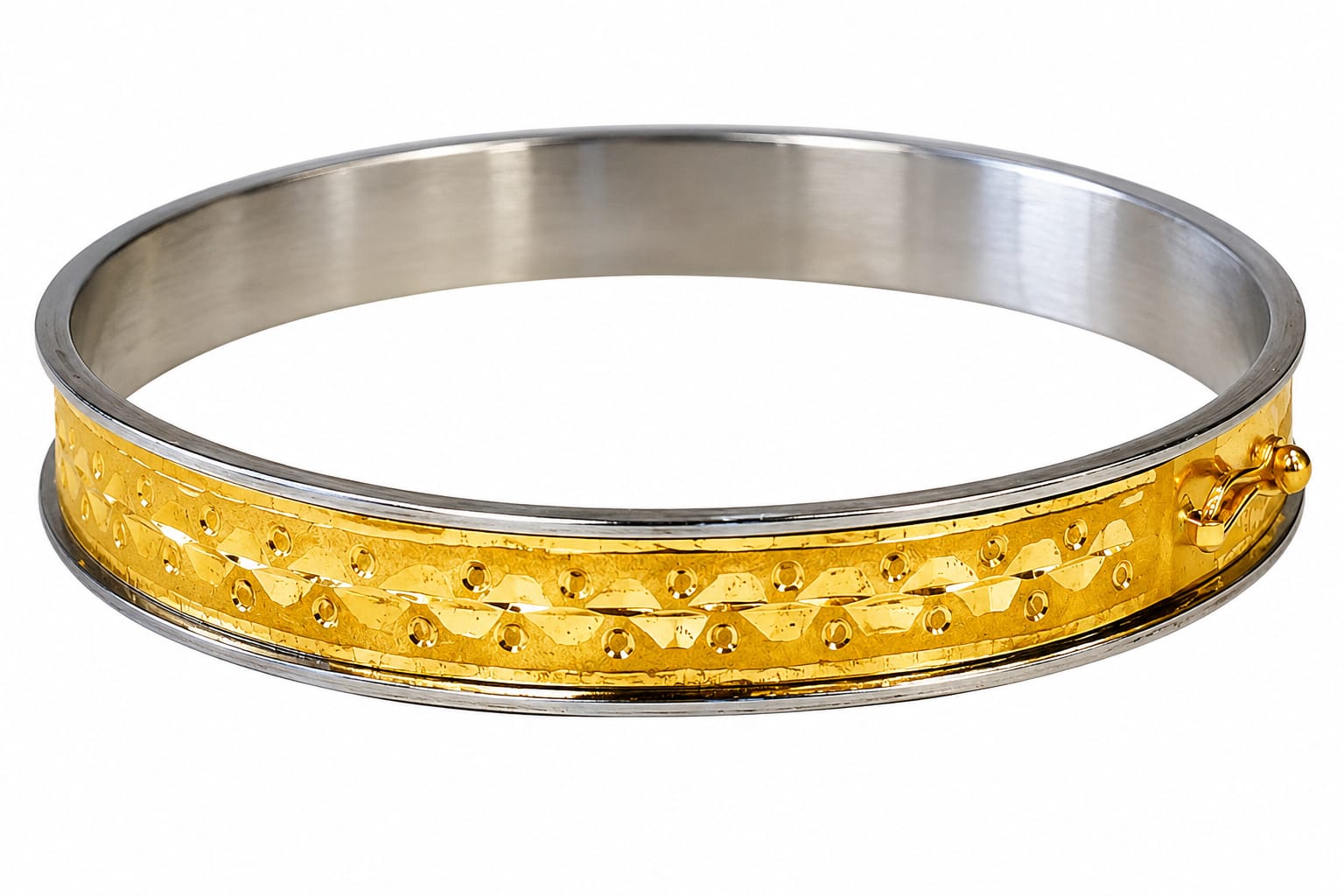 22ct Hallmark Gold Nova Designer Bangle – Two Tone Gold & Silver Finish