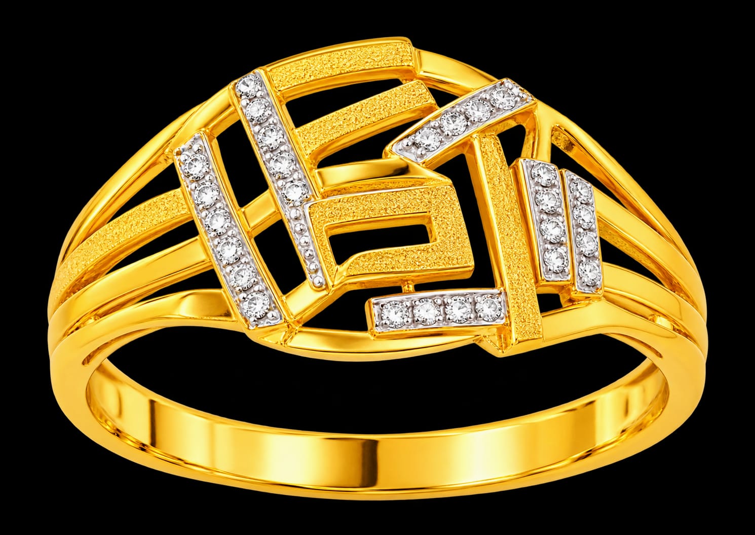 22ct Hallmark Gold Designer Ring – Geometric Pattern