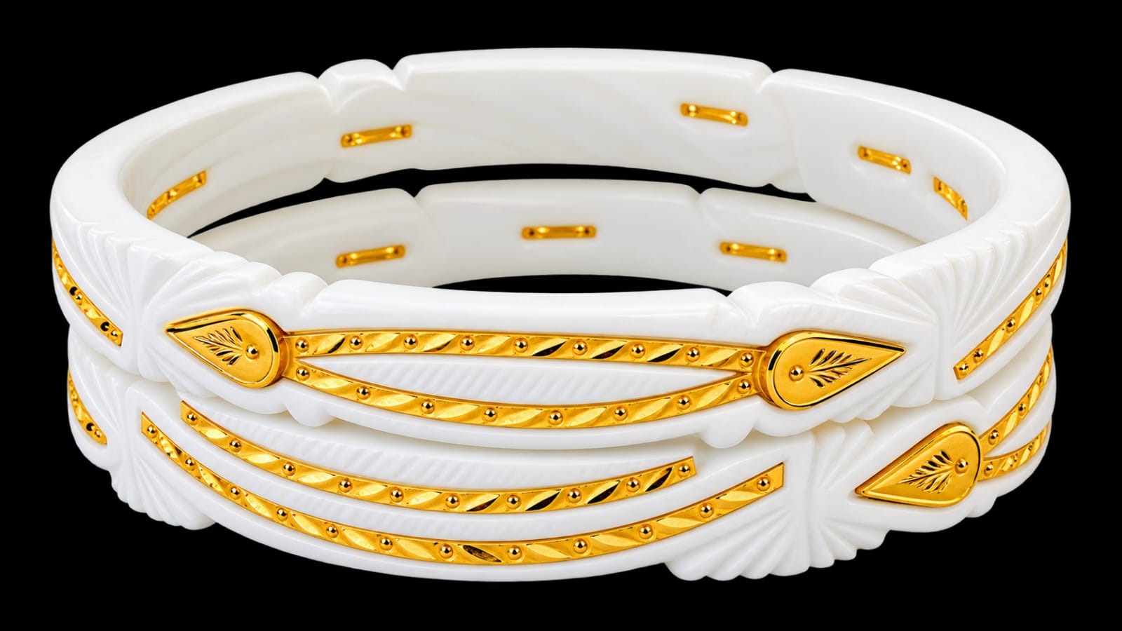 22ct Hallmark Gold White & Gold Designer Bangles –