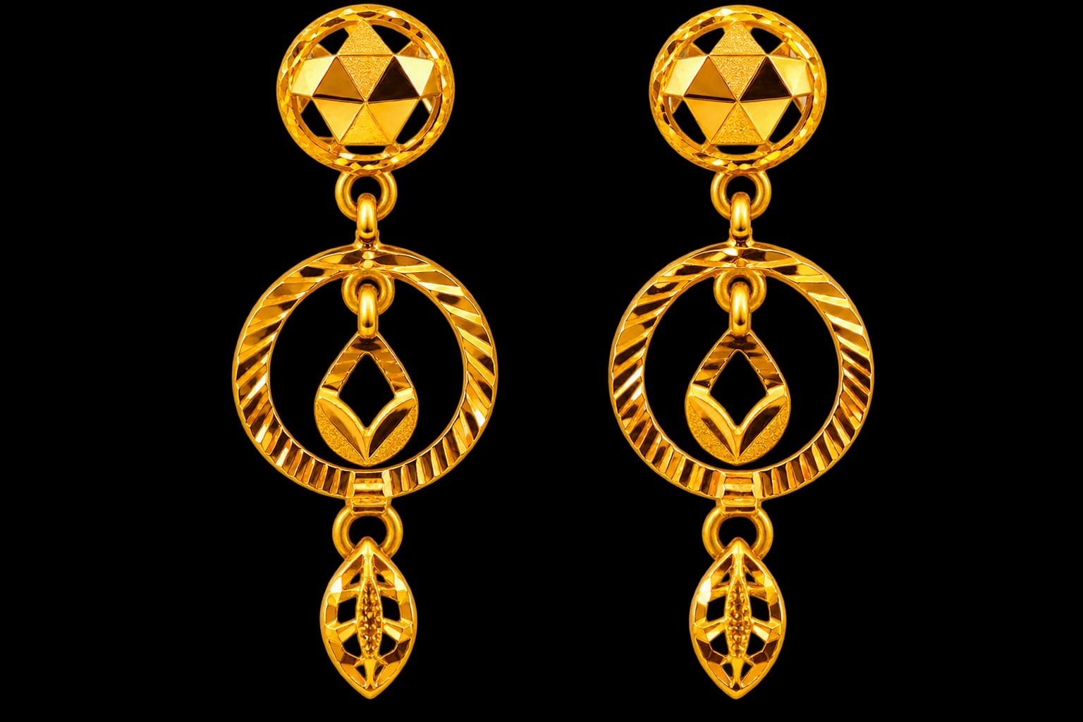 Title: 22ct Hallmark Gold Designer Earring | Elegant Hanging Gold Earrings