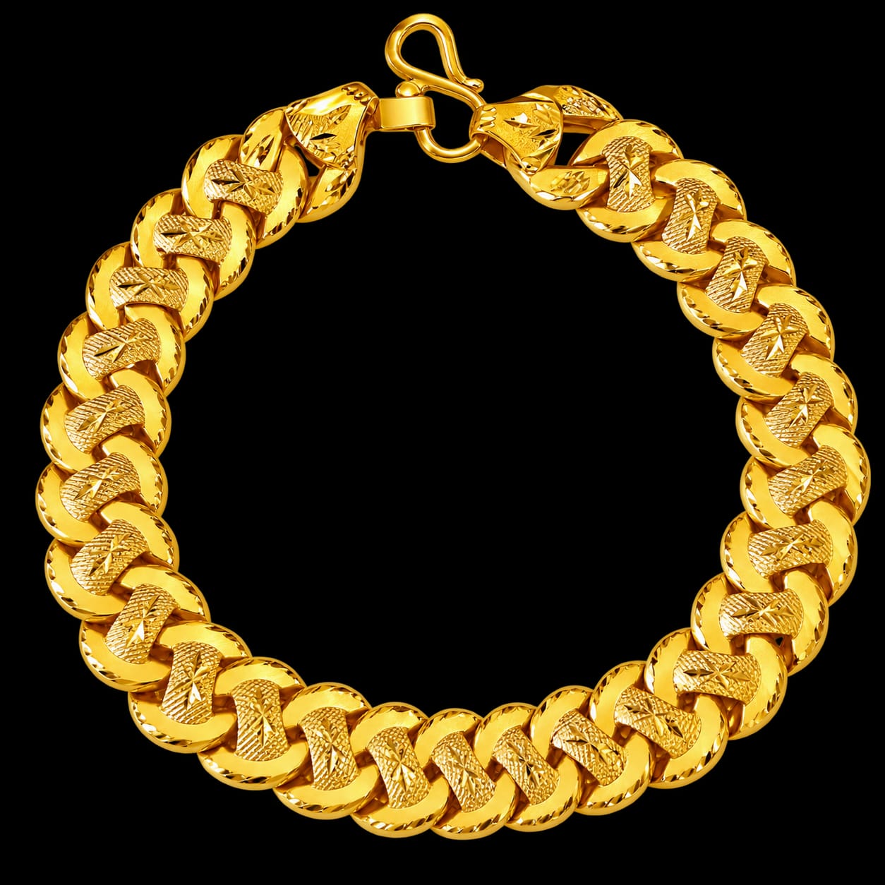 22K Gold Hallmark Bracelet – Designer Textured Link Bracelet