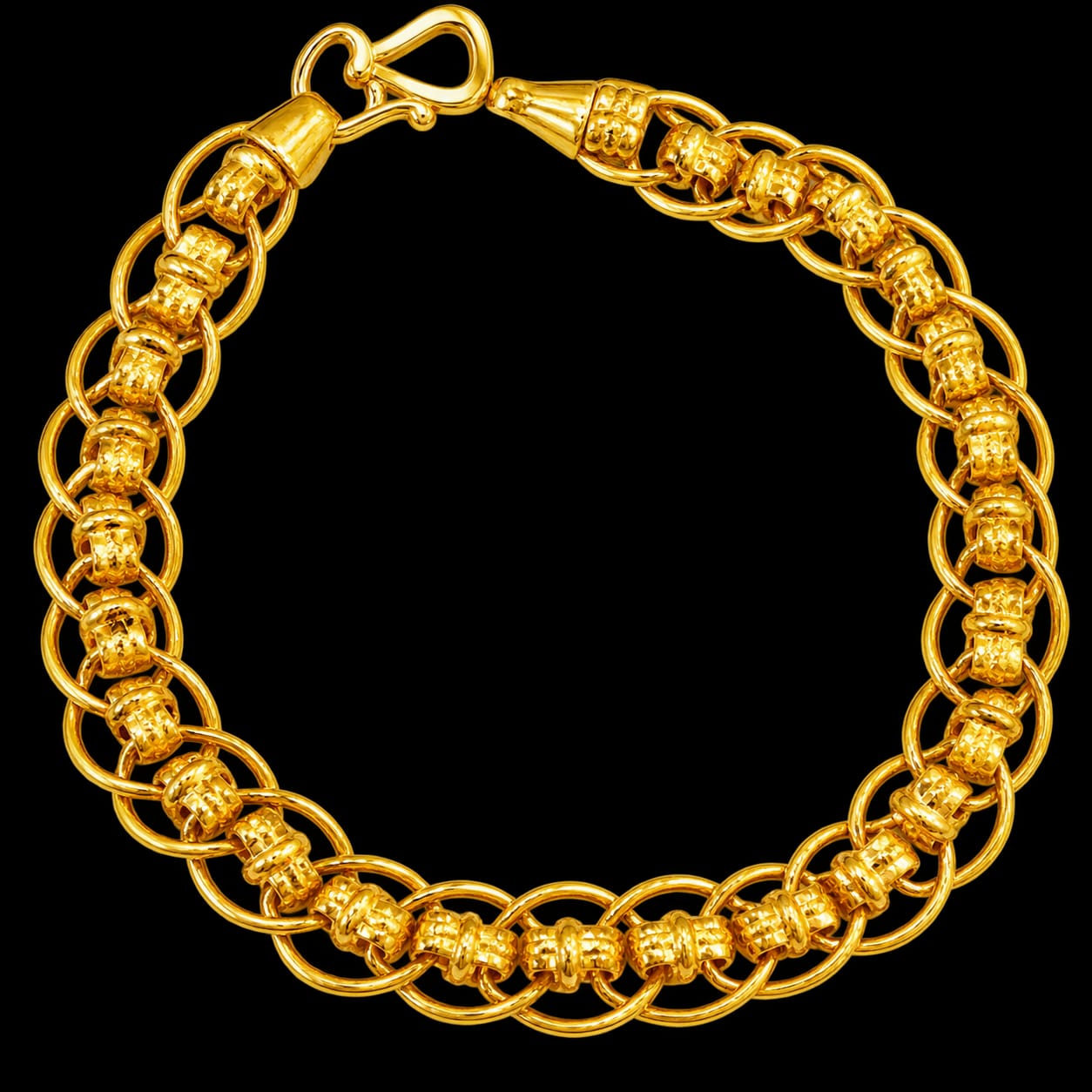 22K Gold Hallmark Bracelet – Designer Double-Link Chain