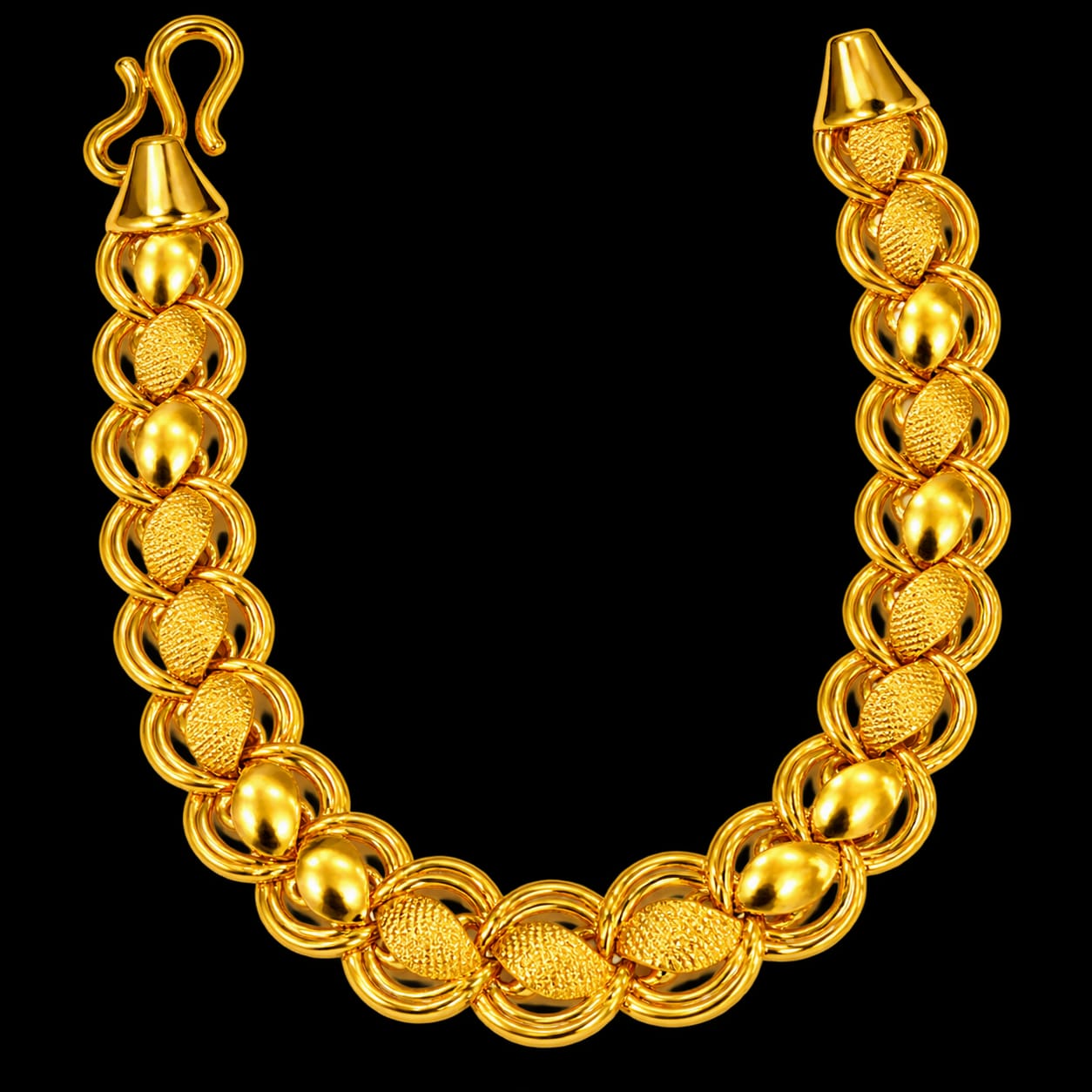 22K Gold Textured Link Bracelet – Elegant Traditional Design