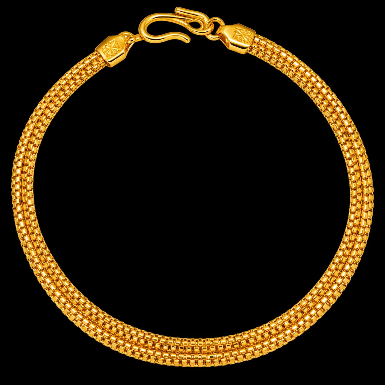 22K Gold Bracelet – Elegant Multi-Row Box Link Design