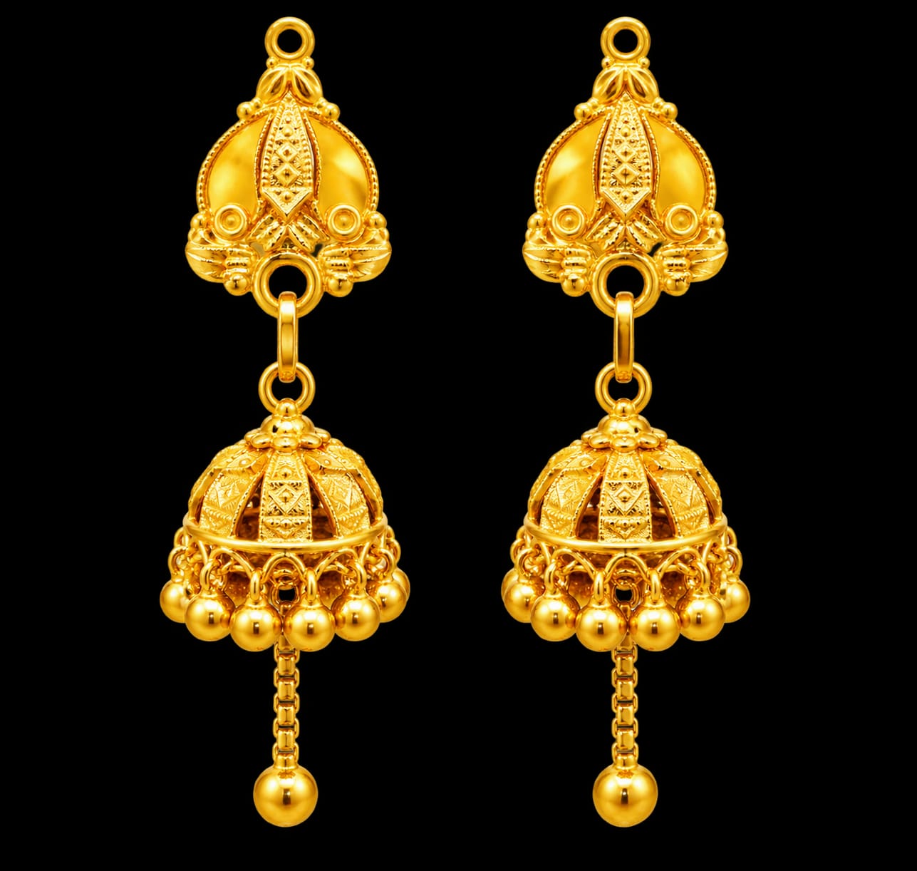 22ct Hallmark Gold Jhumki Earrings – Traditional Designer Jhumka