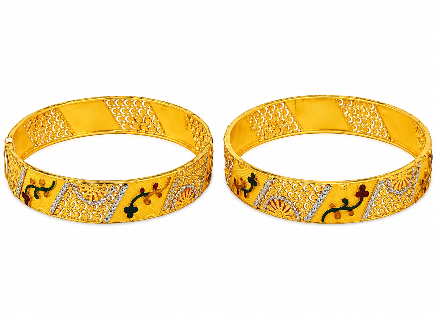 Traditional Gold Plated Designer Meenakari Bangles with Intricate Floral Work