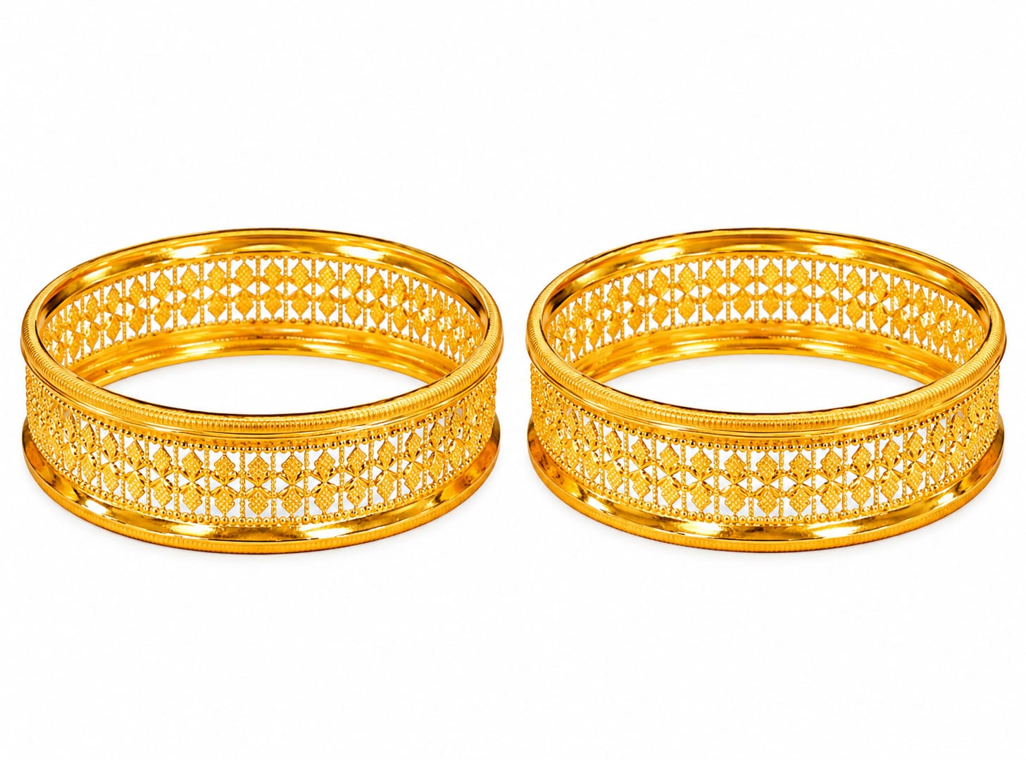 Traditional Gold Plated Designer Filigree Bangles with Intricate Lattice Work