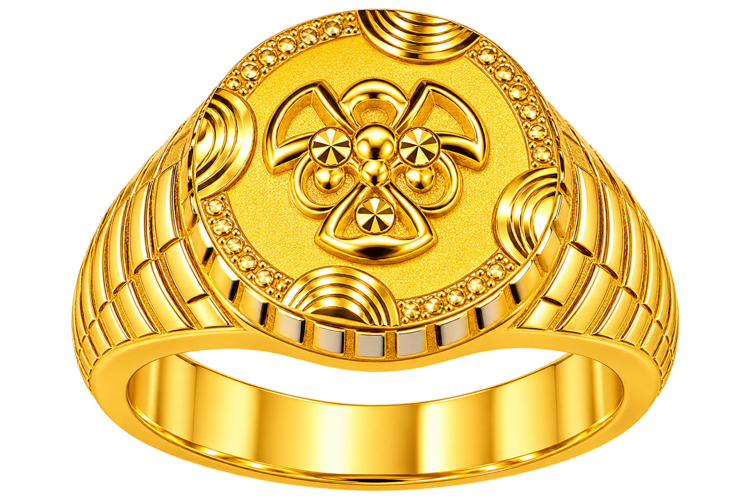 Elegant Gold Floral Design Ring –