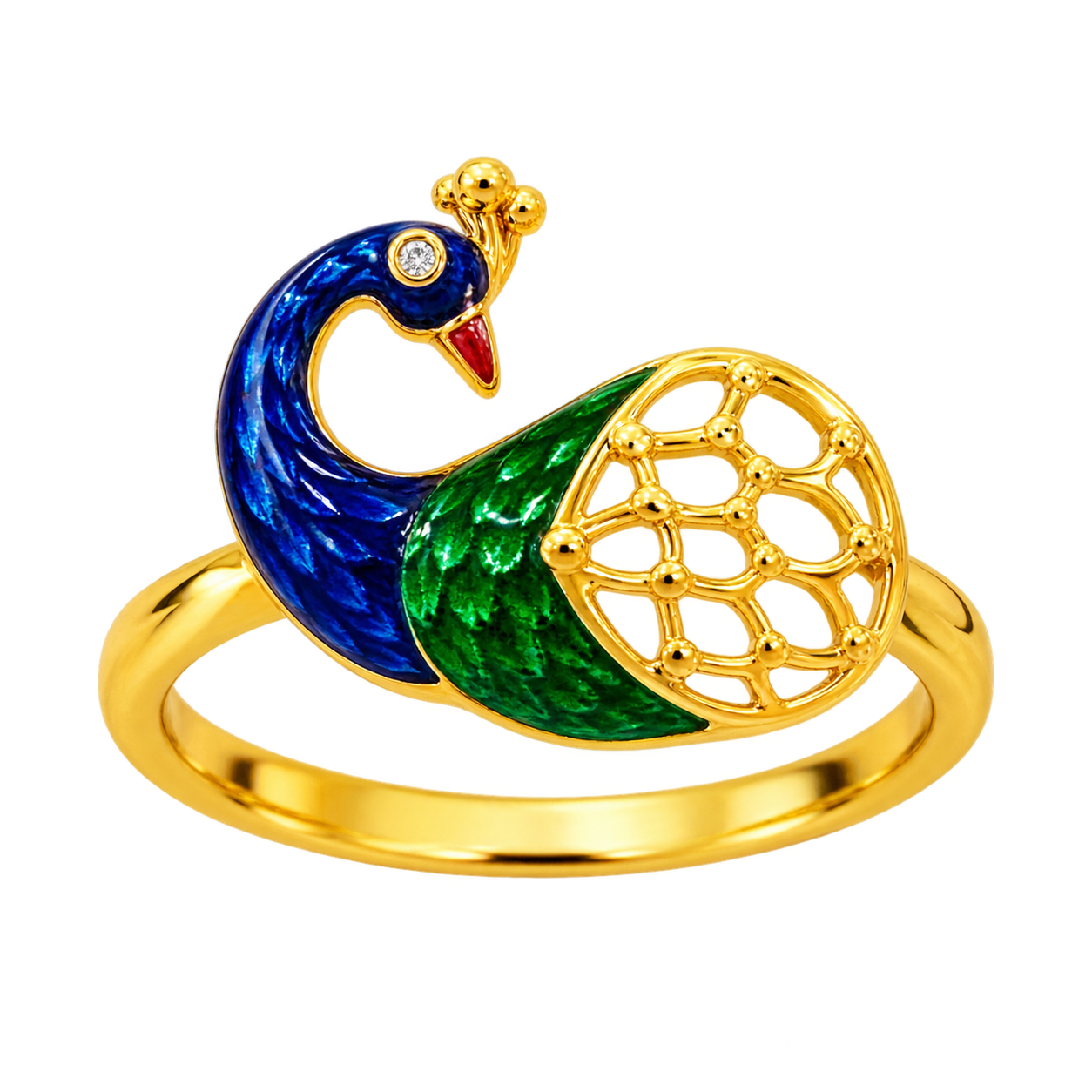 Peacock Design Gold Ring