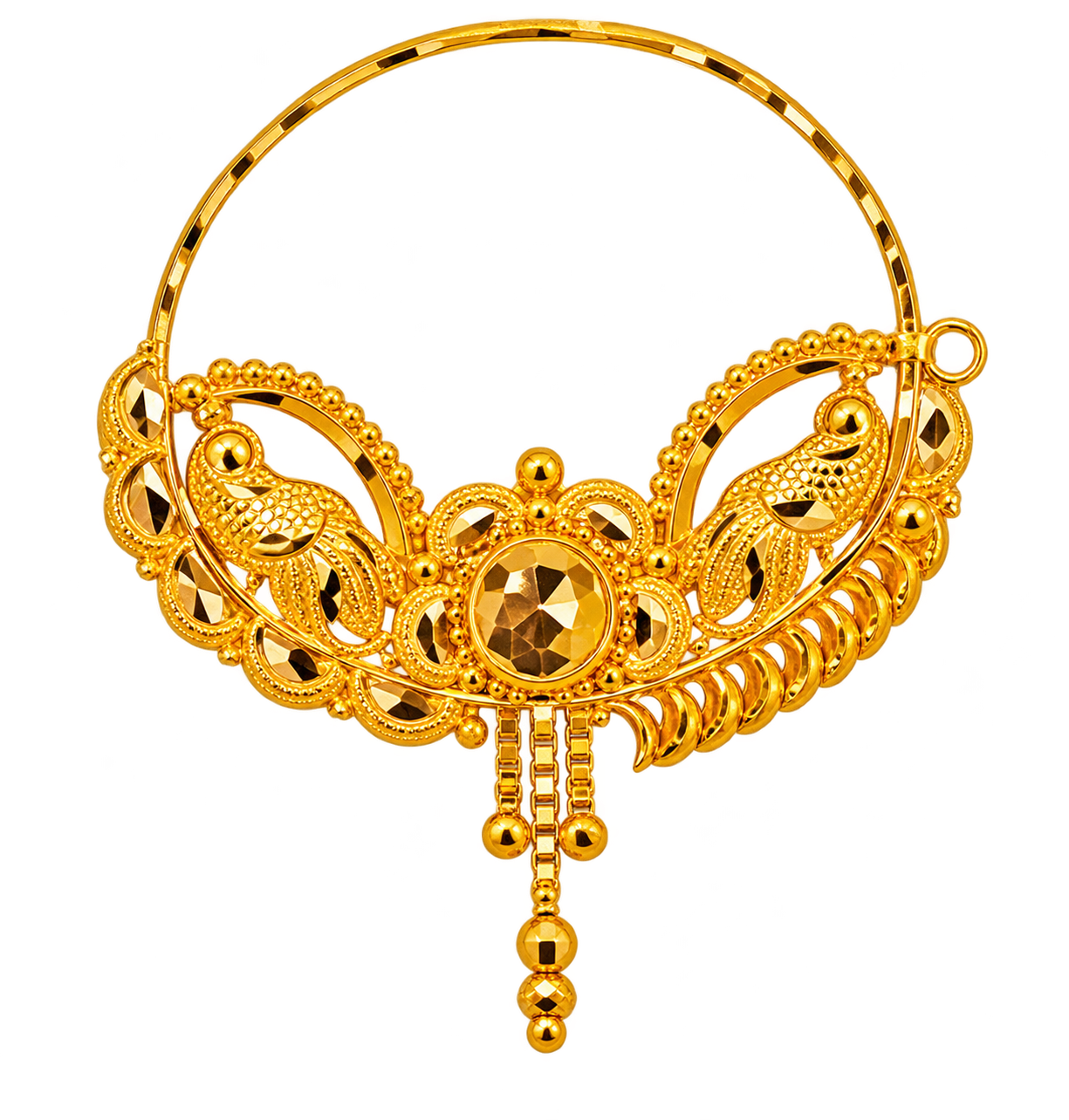 22KT Gold Designer Nath with Peacock Motif