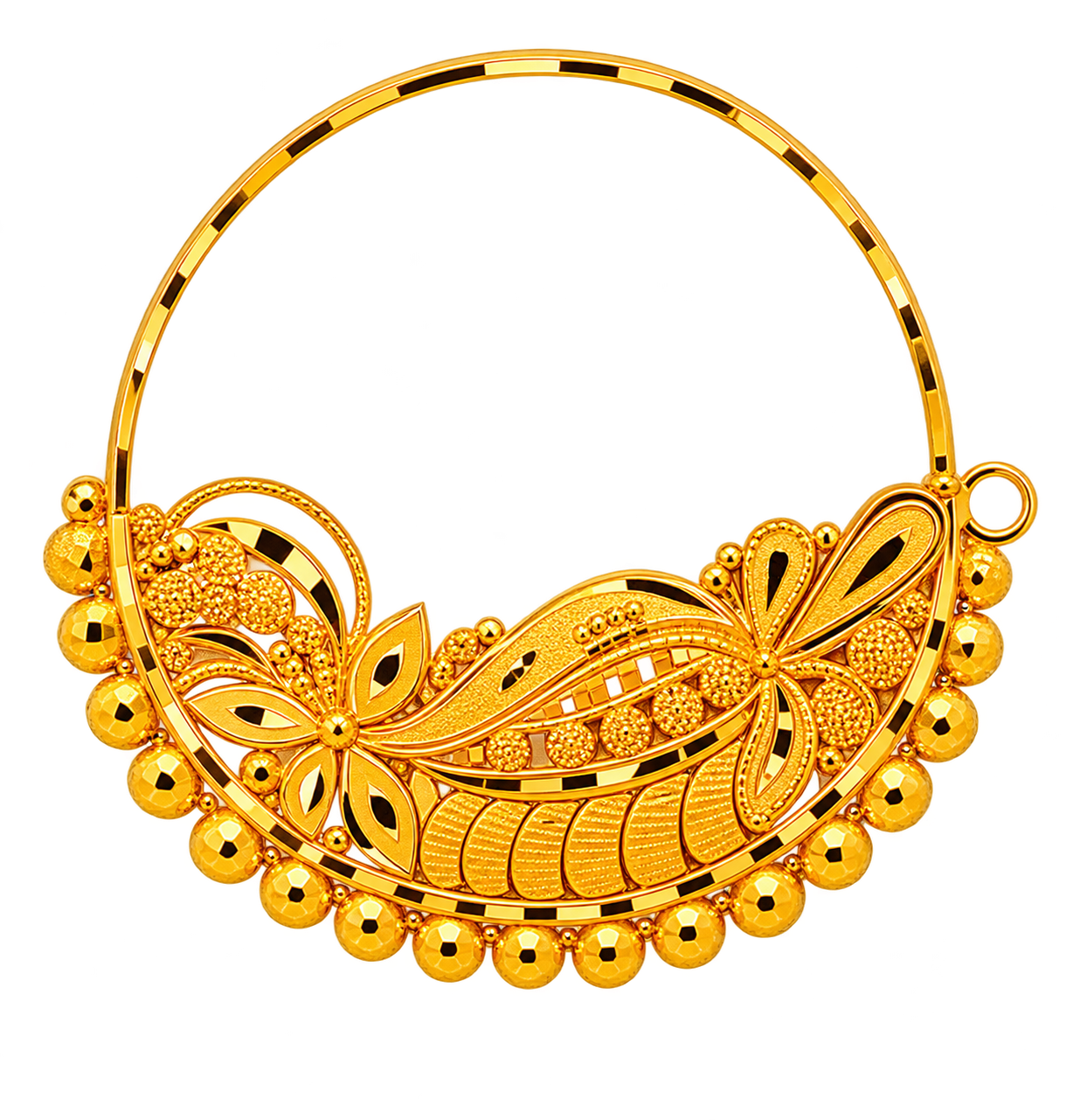 22KT Gold Designer Nath – Floral & Leaf Motif