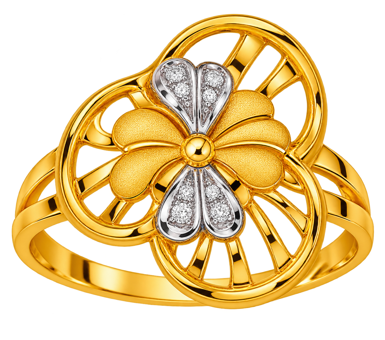 🌸 22K Gold Floral Diamond Ring – Product Description